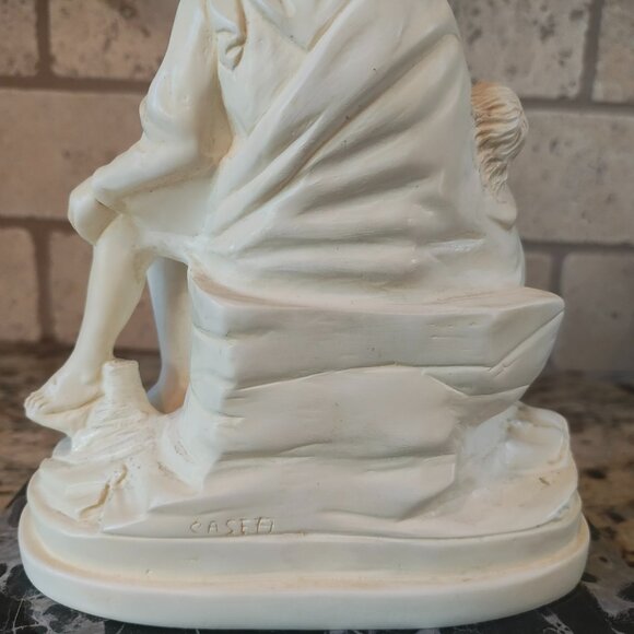 Pieta Religious Figurine Mary Holding Jesus on Marble Base Signed Casea - Picture 10 of 15
